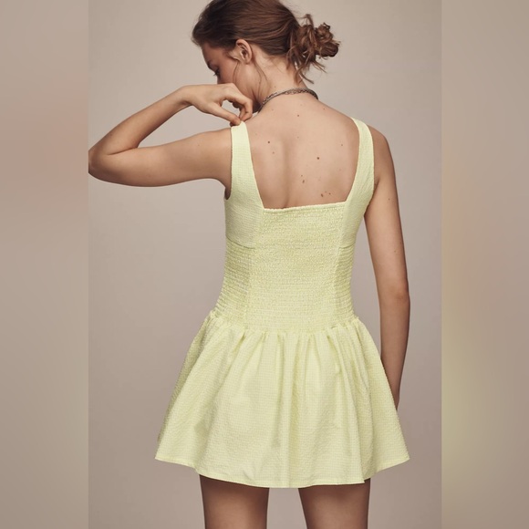 ANTHROPOLOGIE Maeve Smocked Rosette Drop-Waist Mini Dress - Picture 2 of 13